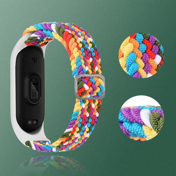 Hurtel Strap Fabric replacement band strap for Xiaomi Mi Band 6 / 5 / 4 / 3 braided cloth bracelet black-white