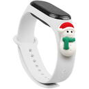 Hurtel Strap Xmas Wristband for Xiaomi Mi Band 4 / Mi Band 3 Christmas Silicone Strap Bracelet White (Snowman 1)