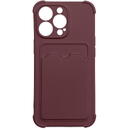 Husa Hurtel Card Armor Case Pouch Cover for iPhone 12 Pro Card Wallet Silicone Air Bag Armor Case Raspberry