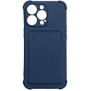 Husa Hurtel Card Armor Case Pouch Cover for iPhone 13 Pro Max Card Wallet Silicone Air Bag Armor Case Navy Blue