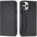 Husa Hurtel Magnet Card Case for iPhone 12 cover card wallet card stand black