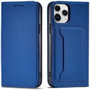 Husa Hurtel Magnet Card Case for iPhone 12 Pro Max Pouch Card Wallet Card Holder Blue