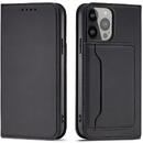 Husa Hurtel Magnet Card Case for iPhone 13 mini cover card wallet card stand black