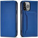 Husa Hurtel Magnet Card Case for iPhone 13 mini cover card wallet card stand blue