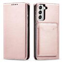 Husa Hurtel Magnet Card Case Case for Samsung Galaxy S22 Pouch Card Wallet Card Stand Pink