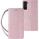 Husa Hurtel Magnet Strap Case Case for Samsung Galaxy S22 Ultra Pouch Wallet + Mini Lanyard Pendant Pink