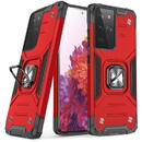 Husa Wozinsky Ring Armor tough hybrid case cover + magnetic holder for Samsung Galaxy S22 Ultra red