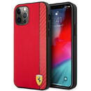 Husa Ferrari FESAXHCP12LRE iPhone 12 Pro Max 6.7&quot; red/red hardcase On Track Carbon Stripe