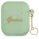 Husa Guess GUA2LSCHSN AirPods cover green/green Silicone Charm Heart Collection