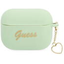 Husa Guess GUAPLSCHSN AirPods Pro cover green/green Silicone Charm Heart Collection