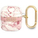 Husa Guess GUA2HCHMAP AirPods cover pink/pink Marble Strap Collection