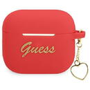 Husa Guess GUA3LSCHSR AirPods 3 cover red/red Silicone Charm Heart Collection