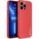 Husa Dux Ducis Yolo elegant case made of soft TPU and PU leather for iPhone 13 Pro red