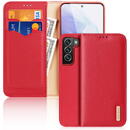 Husa Dux Ducis Hivo Leather Flip Cover Genuine Leather Wallet For Cards And Documents Samsung Galaxy S22 + (S22 Plus) Red