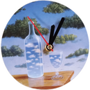 Ceasuri decorative Ceas de perete fara rama BOTTLE&amp;GLASS, diametru 12,5 cm x 0.5 cm, suport magnetic