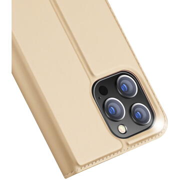 Husa Dux Ducis Skin Pro Holster Flip Cover for iPhone 14 Pro gold