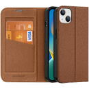 Husa Dux Ducis Skin X2 case for iPhone 14 Plus case with magnetic flap brown