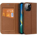 Husa Dux Ducis Skin X2 case for iPhone 14 Pro Max case with magnetic flap brown