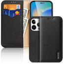 Husa Dux Ducis Hivo Leather Flip Cover Genuine Leather Wallet for Cards and Documents iPhone 14 Pro Black