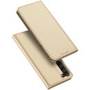 Husa Dux Ducis Skin Pro Case for Samsung Galaxy S23 Flip Card Wallet Stand Gold