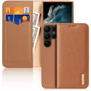 Husa Dux Ducis Hivo Case for Samsung Galaxy S23 Ultra Flip Cover Wallet Stand RFID Blocking Brown