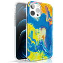 Husa Kingxbar Watercolor Series color case for iPhone 12 Pro Max yellowblue