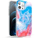 Husa Kingxbar Watercolor Series color case for iPhone 12 Pro Max Blue-pink
