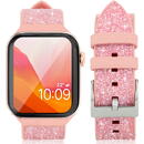 Husa Kingxbar Crystal Fabric Band Strap Watch Bracelet 6 / SE / 5/4/3/2 (40mm / 38mm) Silicone Strap Crystal Band Pink