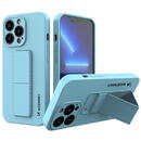 Husa Wozinsky Kickstand Case silicone case with stand for iPhone 13 light blue