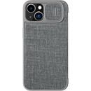 Husa Nillkin Qin Cloth Pro Case Case For iPhone 14 Camera Protector Holster Cover Flip Case Gray