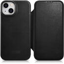 Husa iCarer CE Oil Wax Premium Leather Folio Case iPhone 14 magnetic flip case MagSafe black (AKI14220705-BK)