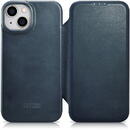 Husa iCarer CE Oil Wax Premium Leather Folio Case iPhone 14 magnetic flip case MagSafe blue (AKI14220705-BU)