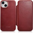 Husa iCarer CE Oil Wax Premium Leather Folio Case iPhone 14 magnetic flip case MagSafe red (AKI14220705-RD)