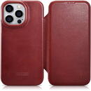 Husa iCarer CE Oil Wax Premium Leather Folio Case Leather Case iPhone 14 Pro Magnetic Flip MagSafe Red (AKI14220706-RD)