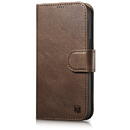 Husa iCarer Oil Wax Wallet Case 2in1 Case iPhone 14 Leather Flip Cover Anti-RFID Brown (WMI14220721-BN)