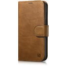 Husa iCarer Oil Wax Wallet Case 2in1 Cover iPhone 14 Pro Anti-RFID Leather Flip Case Brown (WMI14220722-TN)