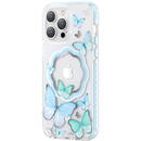 Husa Kingxbar Butterfly Series magnetic case for iPhone 14 Pro MagSafe case with butterflies blue