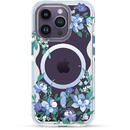 Husa Kingxbar Flora Series magnetic case for iPhone 14 Pro MagSafe decorated with orchid flowers print