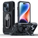 Husa Joyroom Dual Hinge case for iPhone 14 armored case with a stand and a ring holder black