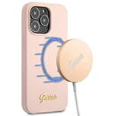 Guess GUHMP13XLSLMGLP iPhone 13 Pro Max 6.7&quot; light pink/light pink hardcase Silicone Script Gold Logo Magsafe