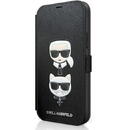 Husa Karl Lagerfeld KLFLBKP12SSAKICKCBK iPhone 12 mini 5,4" czarny/black book Saffiano Karl & Choupette