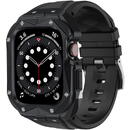 Kingxbar CYF140 2in1 Rugged Case for Apple Watch 8, 7 (45 mm) Stainless Steel with Strap Black