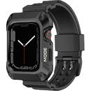 Kingxbar CYF134 2in1 Rugged Case for Apple Watch SE, 6, 5, 4 (44 mm) Stainless Steel with Strap Black