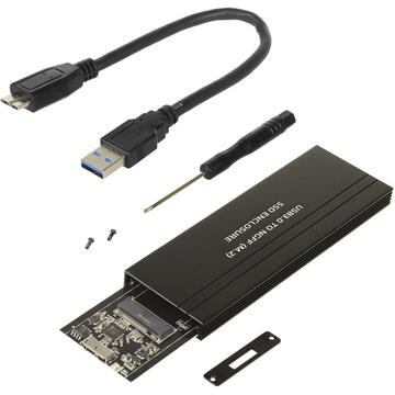 HDD Rack Maclean SSD M.2, NGFF, carcasă USB 3.0, dimensiuni 2230/2240/2260/2280, carcasă din aluminiu, MCE582