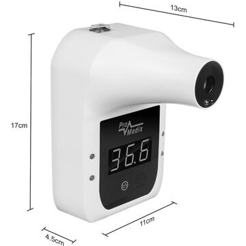 Termometru de perete cu infraroșu fără contact pentru teste de temperatură corporală (frunte, încheietura mâinii) Promedix PR-685