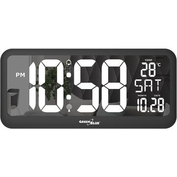 Ceasuri decorative GREENBLUE Ceas digital de perete sau sine statator, LCD, GB214, cu termometru, alarma, afisare data si ora