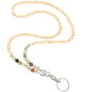 Hurtel Lanyard pendant, string beads for keys, beige phone