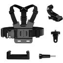 Hurtel GoPro Chest Strap 5in1 accessories set for GoPro, DJI, Insta360, SJCam, Eken sports cameras (GoPro 5 in 1 chest strap)