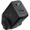 Incarcator de retea Acefast GaN charger (UK plug) USB Type C 30W, Power Delivery, PPS, Q3 3.0, AFC, FCP black (A24 UK black)