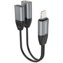 Dudao Headphone Adapter Lightning to Lightning Adapter + 3.5mm Mini Jack for Music and Charging Gray (L17i + Gray)